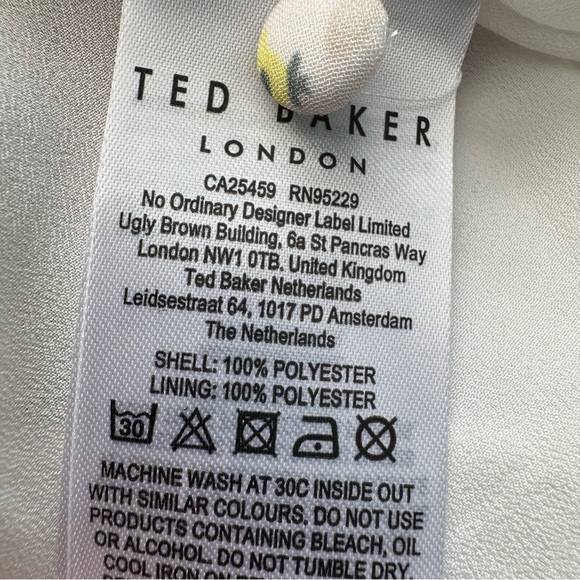 Ted Baker Sutton Light Yellow Twist Neck Frill Detail Mini Dress. NWT. Size 4 - Picture 13 of 16